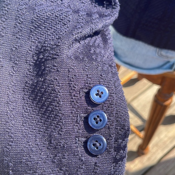 Tommy Hilfiger Navy Blazer/ Jacket Size 8 - Lined-Shoulder Pads - Subtle Pattern - Picture 7 of 12